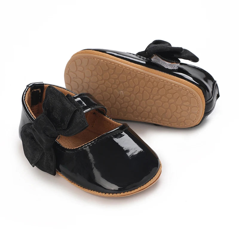 Toddler Girls' Fashionable Bowknot Princess Shoes, Comfortable Soft Mary Jane Flat Shoes Suitable For Parties And Various Activi