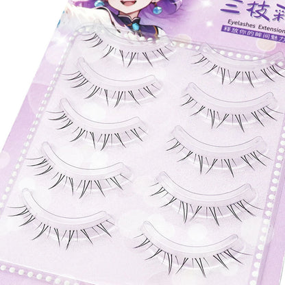 5 Pairs 4-8mm Antique Cartoon Lower False Eyelashes Wispy Cluster Natural Daily Eyelash Extensions For Beauty Eye Cosplay Makeup