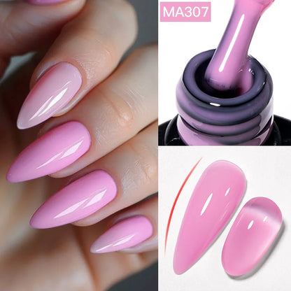 2 In 1 Nude Pink Rubber Base Gel Nail Polish Semi Permanent Self Leveling UV Construction Gel Varnish Soak off DIY Nail Supplies