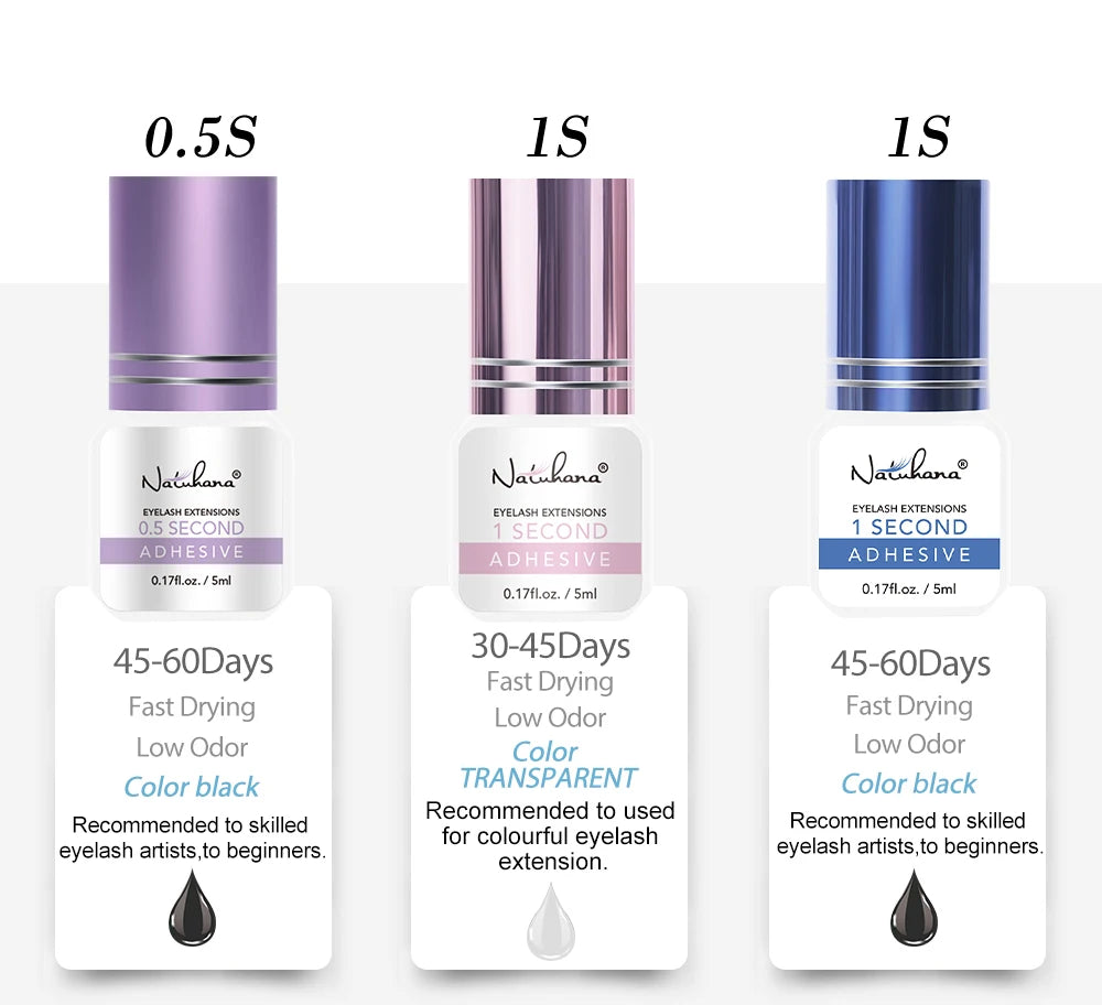 NATUHANA 3pc/lot Eyelash Glue Waterproof Lashes Extensions Adhesive Fast Drying Long Lasting Eye Glue Makeup Tools