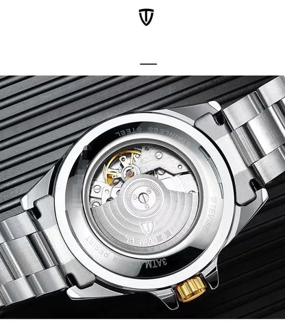 Top Brand Men Mechanical Watch TEVISE T801A Automatic Date Fashion Wristwatches Rotable Outer Case Green Male Clock Fixing Tool