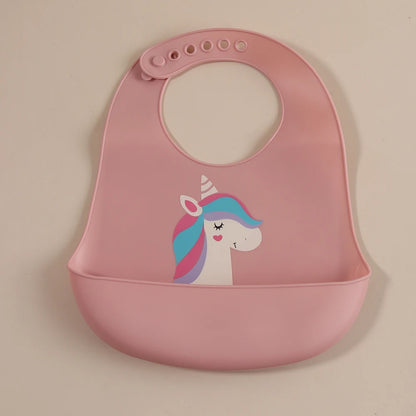 Customize Cartoon Animal Silicone Baby Bib with Name & Pattern Food-Grade Solid Feeding Bib DZ31