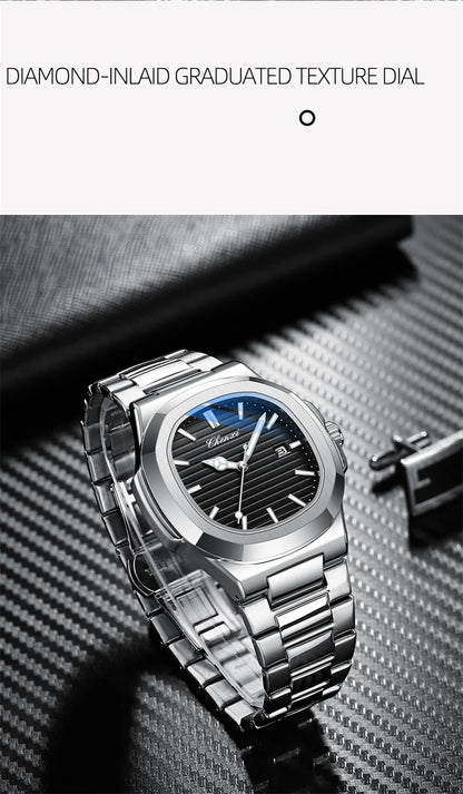 CHENXI 8222 Fashion Couple Quartz Watch Waterproof Night Light Date Stainless Steel Strap Casual Date Men's and Women's Watch