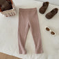 Children's Solid Color Leggings Cotton Ribbed Toddler Pants Versatile Inner Outer Wear Gender Neutral Kids Trousers