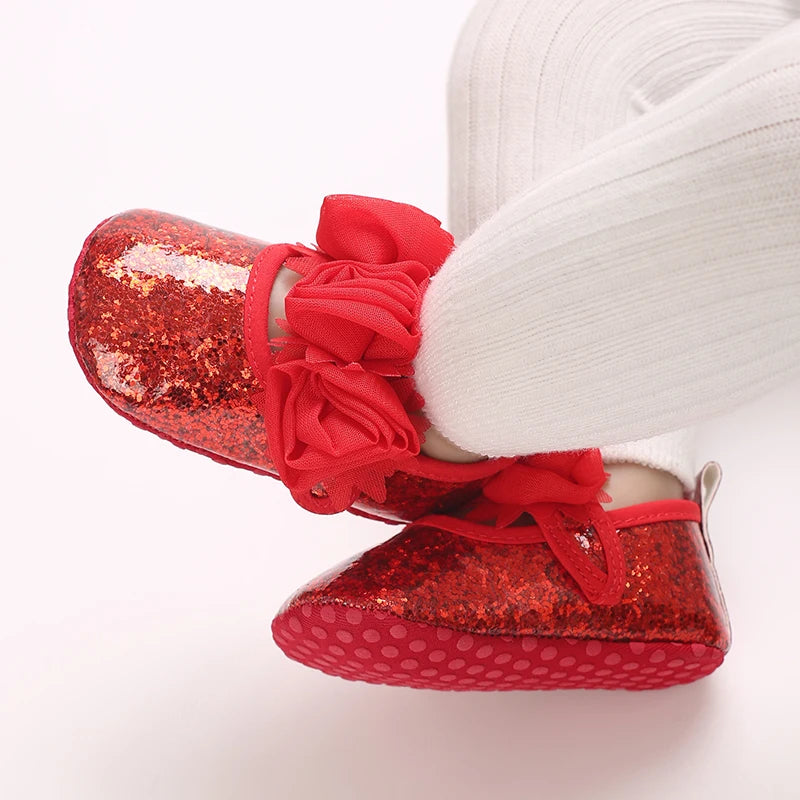 Baby Learning Walk Shoes, Elegant 3D Flower Infant Crib Shoes,Multi Style Soft Dress Footwear for Newborn Baby Girls 0-18Months