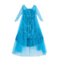 Girl Stunning Princess Maxi Dress All Body Sequin Covered Blue Train Sparkly Tulle Costume Snow Queen Party Elsa Cosplay Outfit