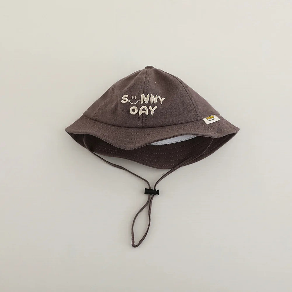 New Embroidered Letter Baby Bucket Hats Spring Sunhat Fishing Hat Sunshade Visor Boy Girl Outdoor Fashion Beach Cap For 6-24M