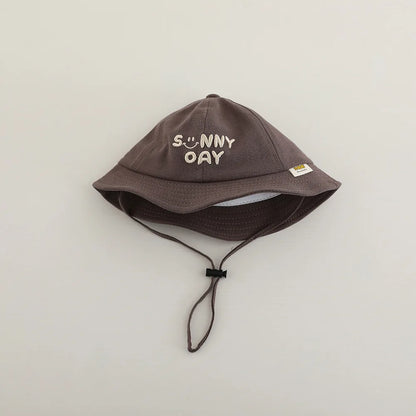 New Embroidered Letter Baby Bucket Hats Spring Sunhat Fishing Hat Sunshade Visor Boy Girl Outdoor Fashion Beach Cap For 6-24M