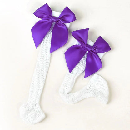 Baby Ankle High Lace Fishnet Vintage Short Socks Girl's Mesh Bow Fishnet Stockings Cute White Black Fashion Parent Child Socks