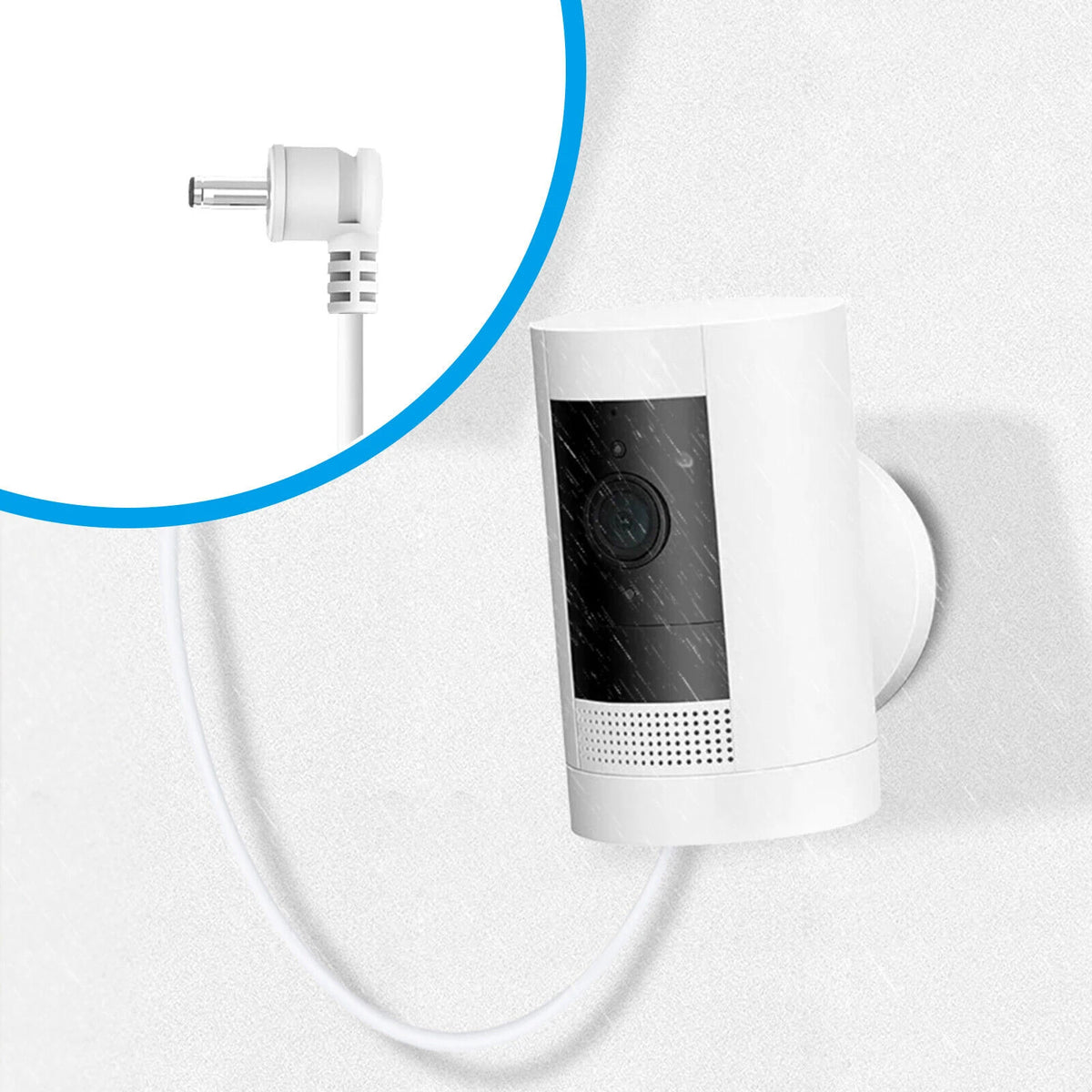 White 7.6M/25ft Weatherproof Outdoor Charging Cable for Ring Stick Up Cam Battery(3rd Gen)