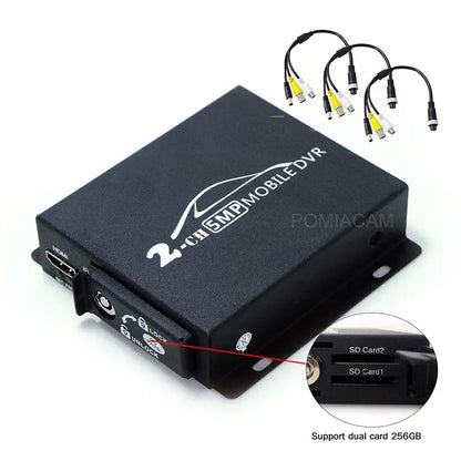 8MP AHD TVI DVR 2ch DVR Car Truck Vehicle Video Record Mobile DVR HDMI Output 2CH MINI CVBS with Remote Control
