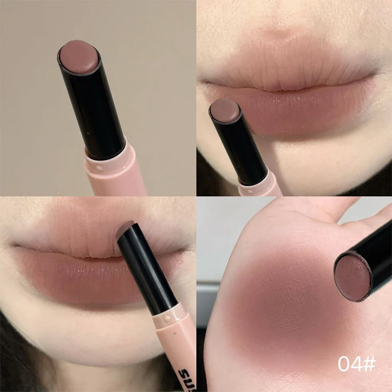 Smoky Grey Violet Lipstick Matte Velvet Finish Smooth Application Lip Mousse Waterproof Mirror Glossy Lip Tint Not Fading Makeup