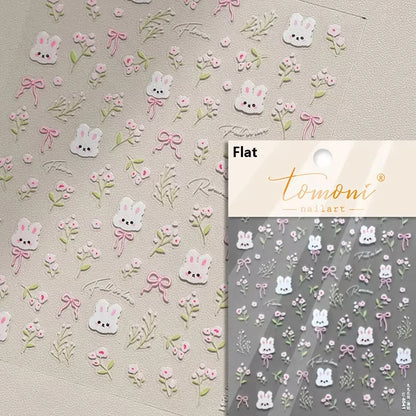 Pink Translucent Peach Jelly Texture 5D Soft Embossed Reliefs Self Adhesive Nail Art Stickers Cute Fruits 3D Manicure Decals