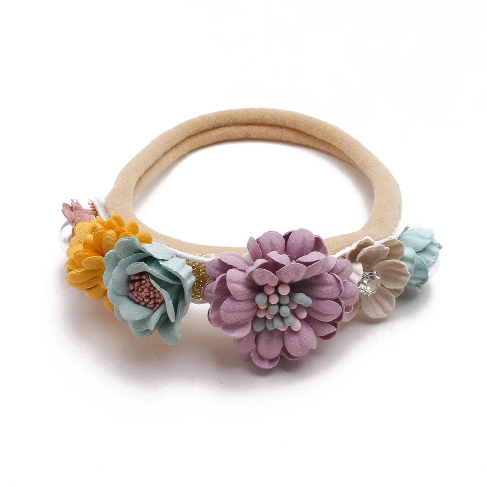 Beautiful Lovely Baby Flower Headbands Newborn Head Band for 0-12 Months Infant Headband Boutique Headwear High Elastic