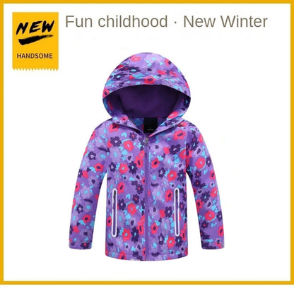 Dubbped Girl Polar Fleece Waterproof Jacket Spring Autumn Children Coats Sport Casual Kids Jackets Double-deck Windproof Jackets