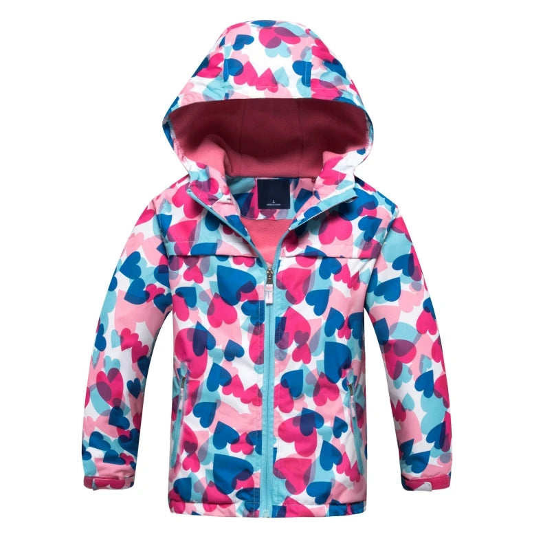 Dubbped Girl Polar Fleece Waterproof Jacket Spring Autumn Children Coats Sport Casual Kids Jackets Double-deck Windproof Jackets
