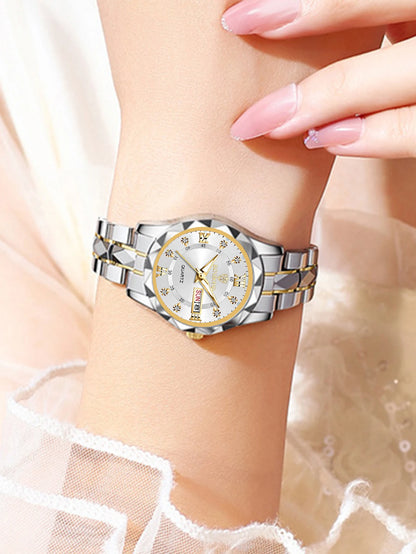 BINBOND 2pcs/Set Couple Watches 30M Waterproof Fashion Diamond Valentine Day Gift Stainless Steel Watch Men Women Quartz Watch