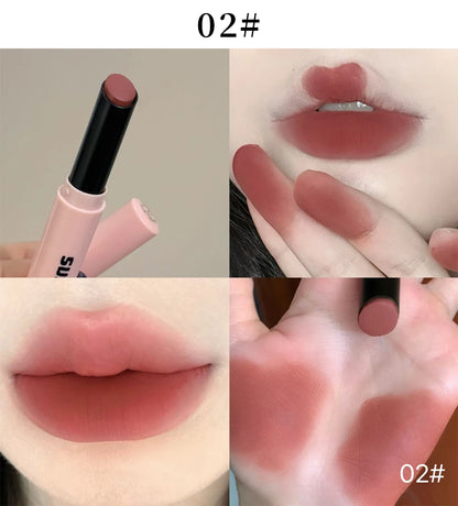 Smoky Grey Violet Lipstick Matte Velvet Finish Smooth Application Lip Mousse Waterproof Mirror Glossy Lip Tint Not Fading Makeup