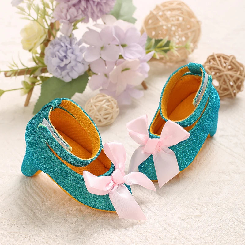 2026 New Infant Newborn Baby Girl High Heels Shoes Princess Bow First Birthday Party Shoes Photo Props Shoes 0-12M
