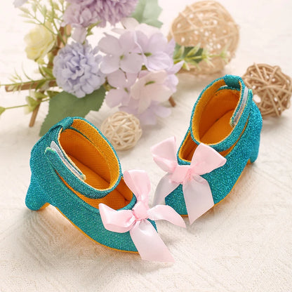 2026 New Infant Newborn Baby Girl High Heels Shoes Princess Bow First Birthday Party Shoes Photo Props Shoes 0-12M