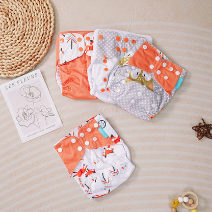 Kangobaby #My Soft Life# 4pcs Set Suede Cloth Baby Cloth Diaper Reusable Washable Newborn Nappies