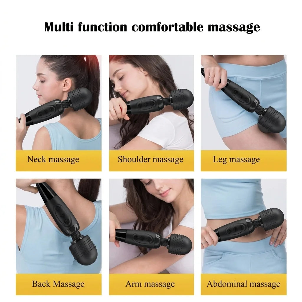 Portable Electric Body Massager Wand with 20 Modes & 8 Speeds, Handheld Tissue Massager for Neck Back Foot Pain Relief
