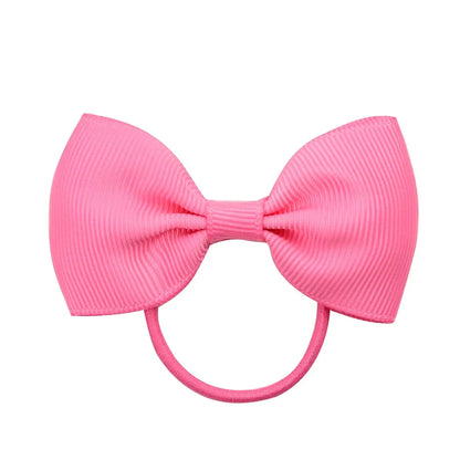 2.75 Inch Small Ribbon Bows With Elastic Hair Bands For Kids Girls Ponytail Solid Color Bowknot Hair Ropes Ties Hair Accessories