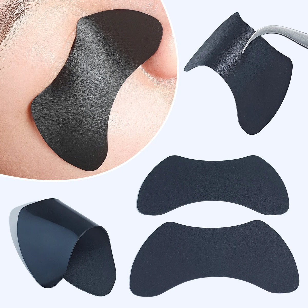 Reusable 2Pcs Eye Pads Silicone Stripe Lash Lift Shield Eyelash Extension Super Sticky Under Eye Gel Patch Beauty Tool