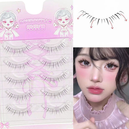 5 Pairs 4-8mm Antique Cartoon Lower False Eyelashes Wispy Cluster Natural Daily Eyelash Extensions For Beauty Eye Cosplay Makeup
