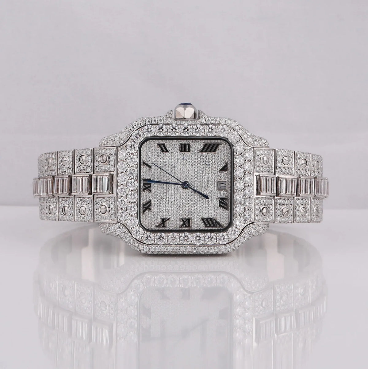 Moissanite Full White Gold Diamond Watch White Stick Dial Watches for Export Sale Hip Hop Diamond Watch Gift For Unisex