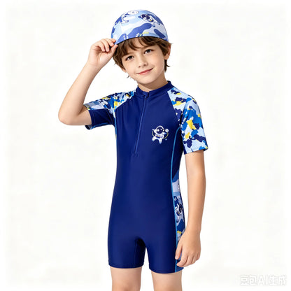 Baby Girls Rash Guard Swimsuits Bow Print Zip Up Short Sleeve Stand Collar Baby Girls Swimwears Bathing Suit 2 3 4 5 6 8 10Years
