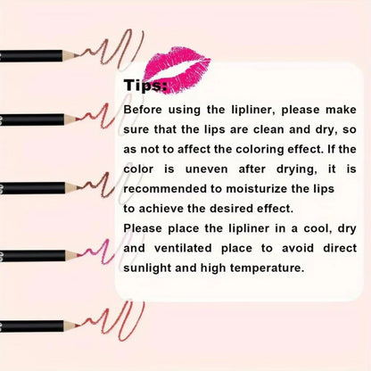 Waterproof Matte Lipliner Pencil Red Contour Tint Lipstick Long Lasting Non-stick Cup Moisturising Lips Makeup 12 Colors