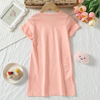 1/2 Piece Children's Sweet And Lovely Straight Skirt Loose And Comfortable Girl's Home Skirt Casual Round Neck Plus Size Skirt