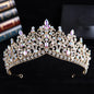 Trendy Baroque Sky Blue Rhinestone Crystal Queen Crown Wedding Tiara Women Beauty Pageant Diadem Bridal Hair Accessories Jewelry