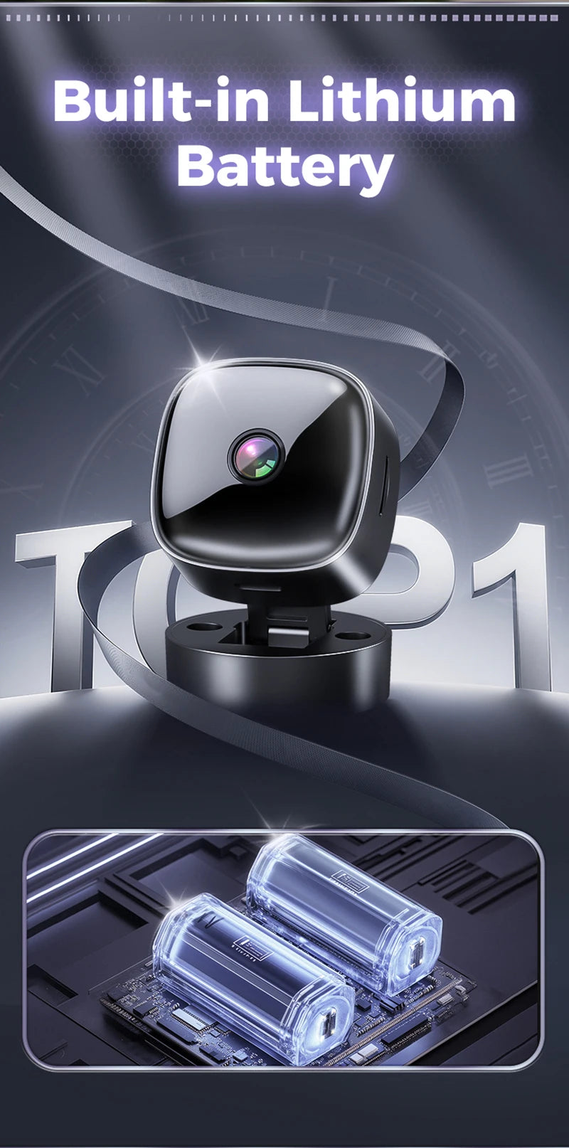 Lenovo Security Monitoring High Definition 8K Rotating WiFi Mini Camera No Need for Plug in Night Vision Smart Home 2026 New