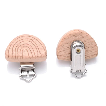 1Pcs Printing Animal Dummy Clip Beech Wood Nipple Clip For Teether Chewing Toys Accessory DIY Anti-Drop Baby Pacifier Chain