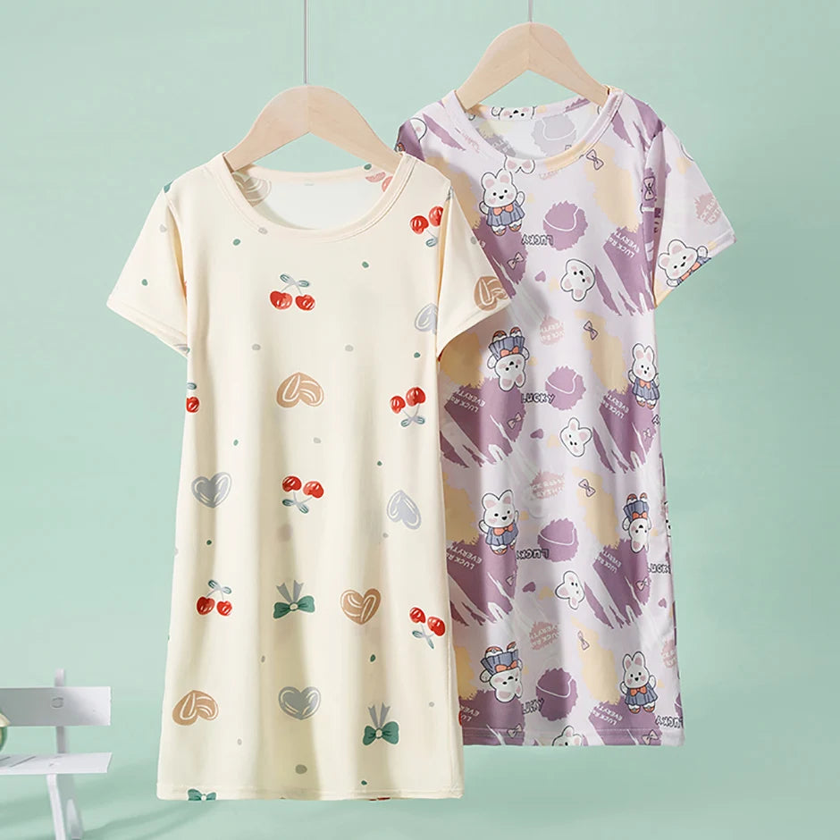 1/2 Piece Children's Sweet And Lovely Straight Skirt Loose And Comfortable Girl's Home Skirt Casual Round Neck Plus Size Skirt