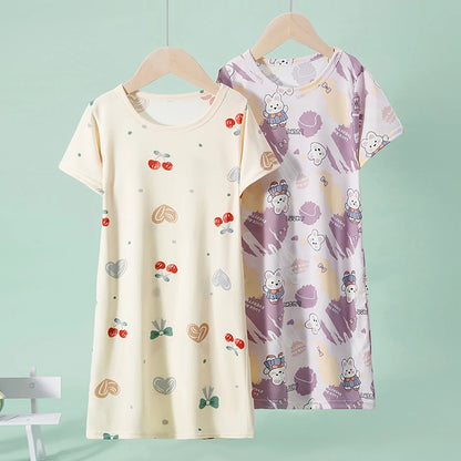 1/2 Piece Children's Sweet And Lovely Straight Skirt Loose And Comfortable Girl's Home Skirt Casual Round Neck Plus Size Skirt