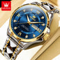 OLEVS 2906 Fashion Date Quartz Couple Watches Diamond Top Brand Luxury Watch For Men Women Waterproof Stainless Steel Wristwatch