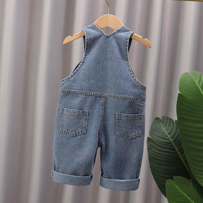 2024 Fashion Spring Autumn Kids Jumpsuit Boys Girls Cartoon Denim Bib Pants Children Trousers Fashion Toddler Casual 0-5Y