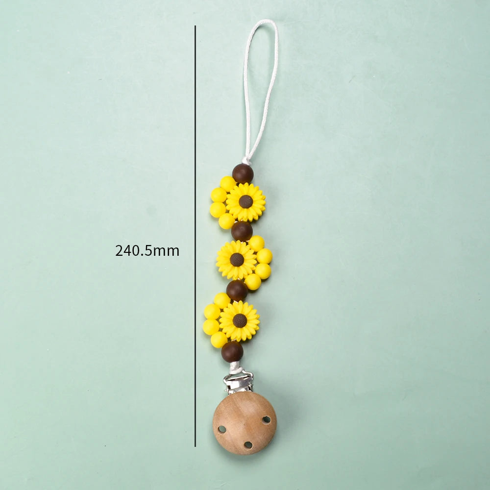 LOFCA Baby Silicone Teethers Pacifier WoodenClips Chain For Baby Pendant Nipple Holder Baby Teething Toys BPA Free Chew Beads