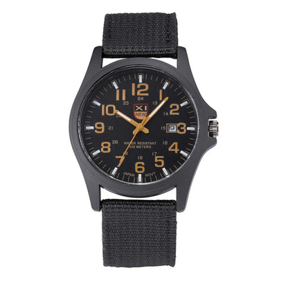 Men Genuine XINEW Brand Watches Students Fashion Casual Nylon Band Sports Army Gifts Date Quartz Wrist Watch Black Montre Homme