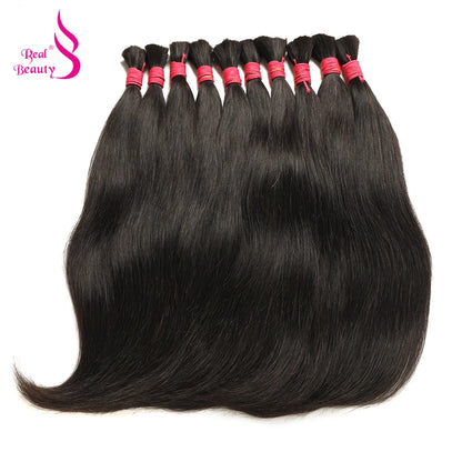 REAL BEAUTY Remy Human Hair Vietnam Natural Straight Bulk Hair for Braiding Black Brown No Weft Crochet Braids Bundles