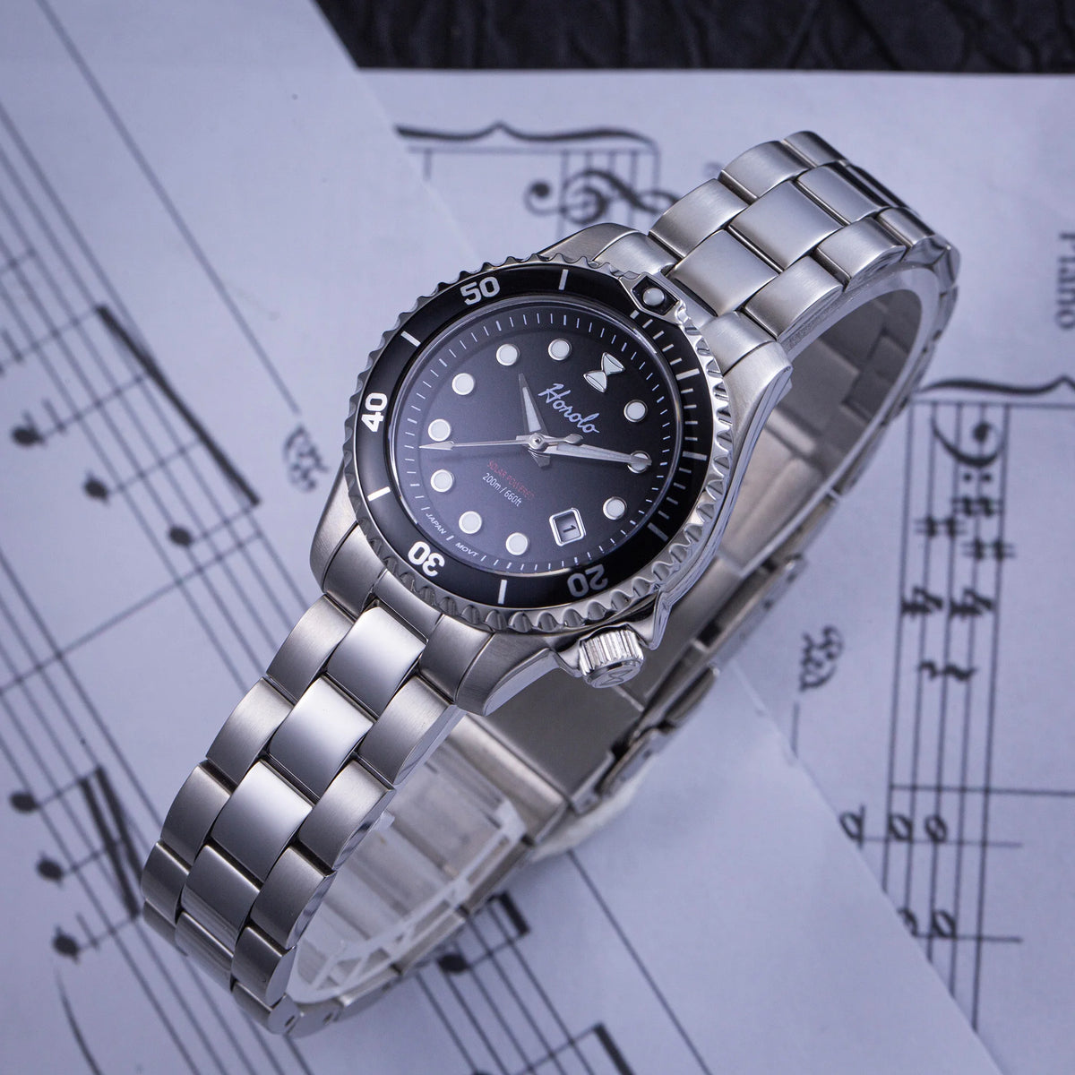 Horolo 30mm Women's Watches Japan Solar Movement Luminous Water Resistant Sapphire Stainless Steel Luxury Watch Gift For Wife