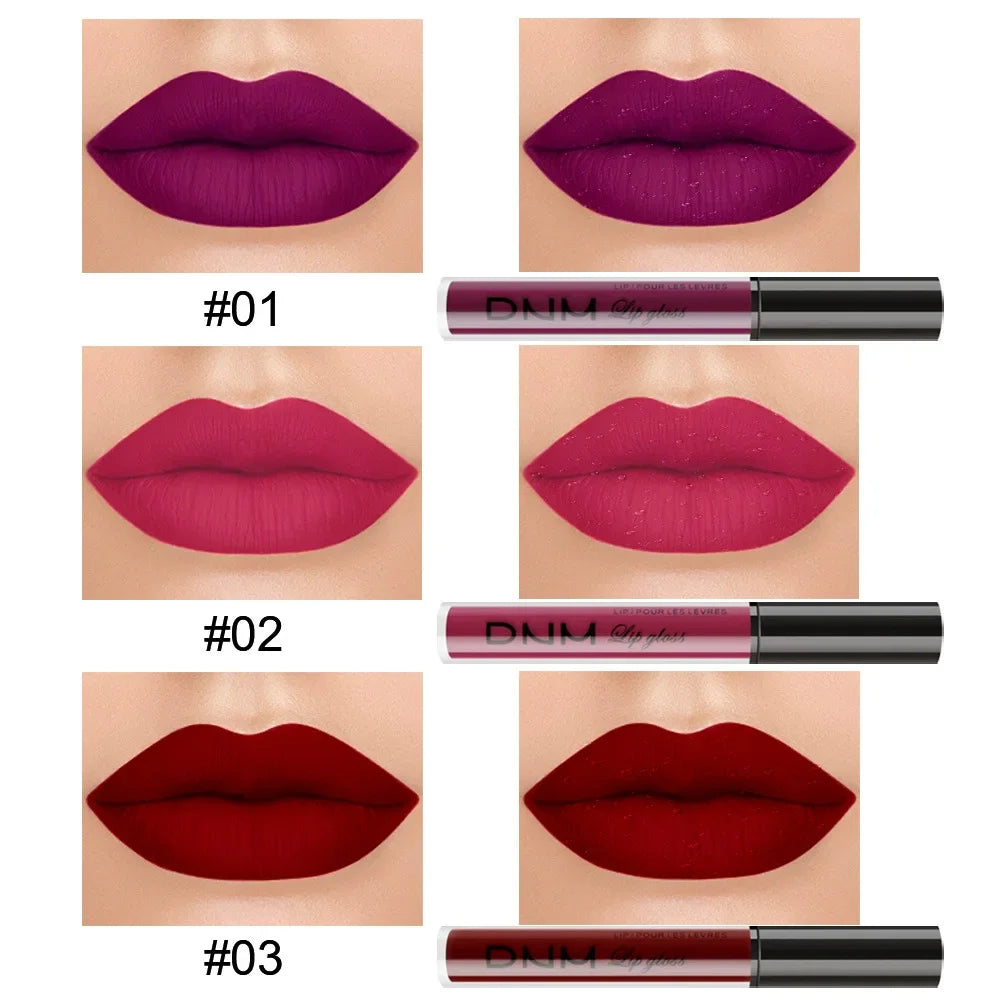 DNM 3PCS Liquid Lipstick Sets Waterproof Matte Black Blue Purple Blue Sexy Lip Gloss Long Lasting Nude Lip Tint Stain Makeup Kit