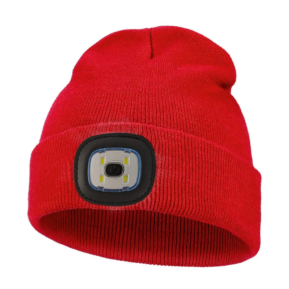For Woman Cap Night Running Fishing Riding Sports Teenager Beanies Winter Men Beanie Hat with LED Light Rechargeable Knitted Hat