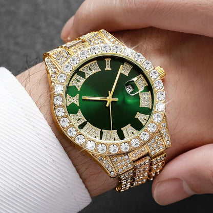 2-Piece Men's Luxury Watch Set - Classic Minimalist Large Dial Casual Versatile Quartz Watch Golden & Silvery Combination Set