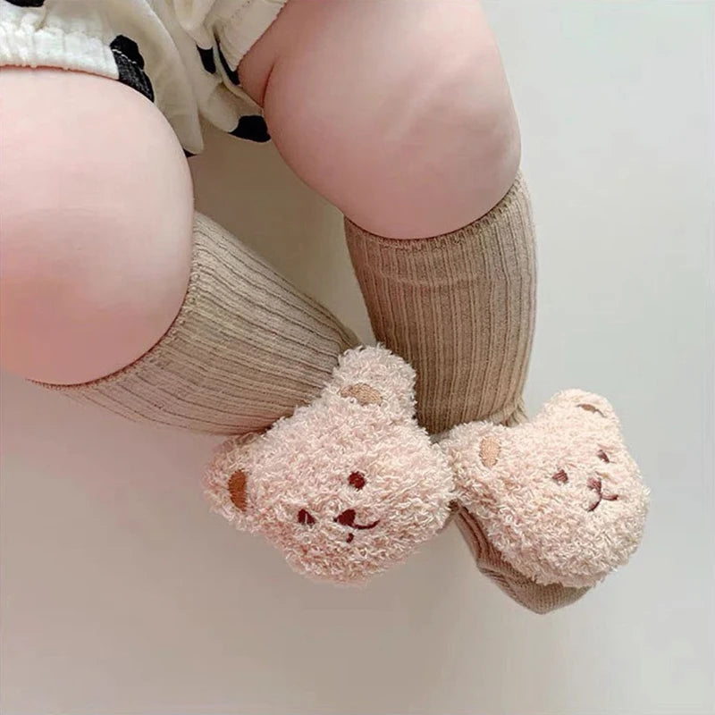 Korean Cartoon Bear Baby Sock Cute Middle Tube Boys Girls Sock Soft Infant Toddler Sokken Solid Color Newborn Sox