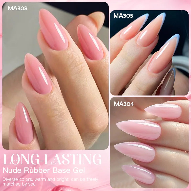 2 In 1 Nude Pink Rubber Base Gel Nail Polish Semi Permanent Self Leveling UV Construction Gel Varnish Soak off DIY Nail Supplies