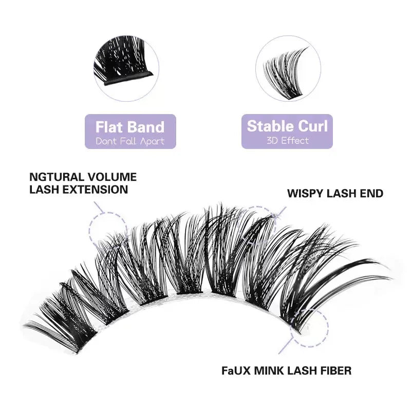 Cluster Lashes, 240pcs 40D 9-16mm Mixed Lengths, Ultra-Natural Look Thin Ultra-Soft Ultra-Light, Reusable  for Beginners